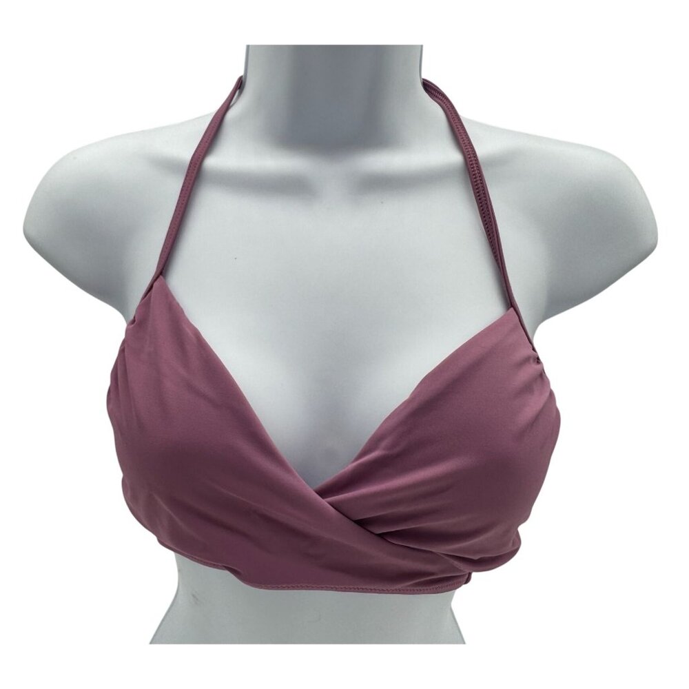 Victoria's Secret Pink Mauve Halter Bikini Top Size M Ruched Sexy Back Beach